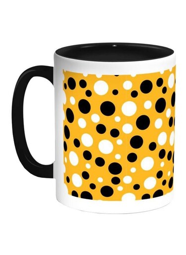Small And Big Balls Printed Coffe Mug Black/White/Yellow