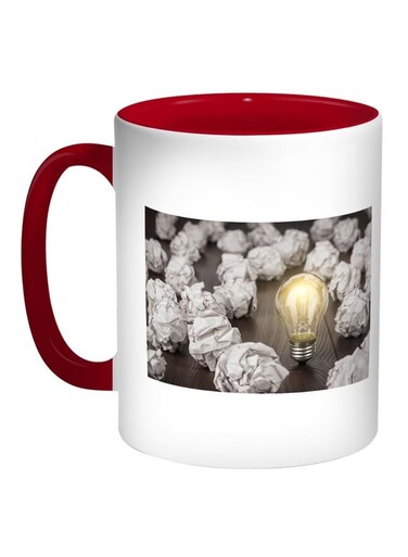 Positive Thoughts Printed Coffee Mug Red/White/Yellow 11ounce