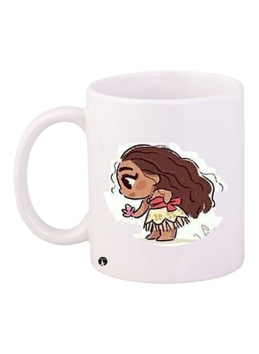 Cartoon Moana Printed Coffee Mug White/Brown/Pink