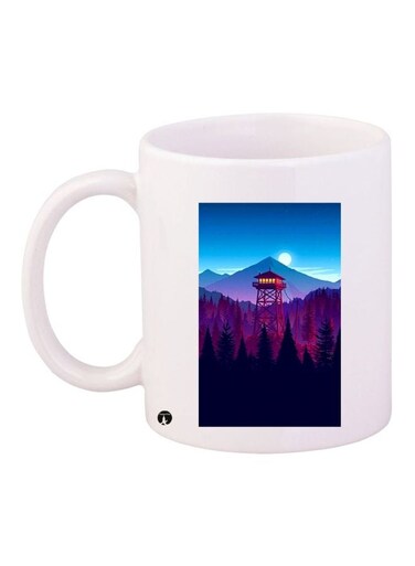 Mountain Printed Coffee Mug White/Blue/Black 11ounce