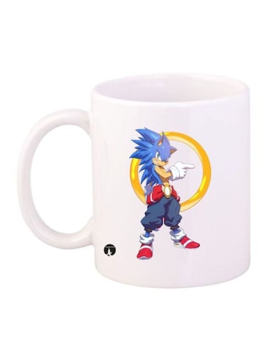 Sonic Video Game Printed Coffee Mug White/Blue/Yellow