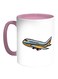 Plane Printed Coffee Mug White/Pink 11ounce