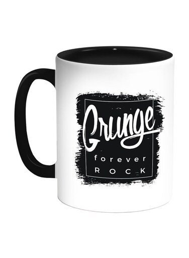 Grunge Forever Rock Printed Coffee Mug White/Black 11ounce