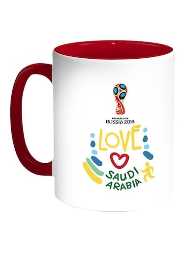 FIFA World Cup 2018 I Love Saudi Arabia Printed Coffee Mug White Red 11 ounce