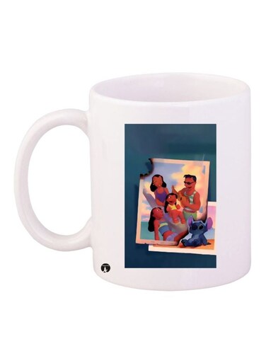 Cartoon Printed Coffee Mug White/Blue/Brown 11ounce
