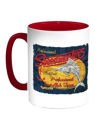 A Swordfish Printed Coffee Mug Red/White/Yellow 11ounce