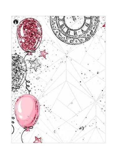 Balloon Themed Metallic Plate White/Pink/Red 20x15cm