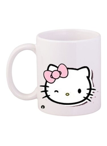 Hello Kitty Printed Coffee Mug White/Black/Pink 11ounce