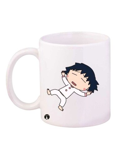Maruko Chan Printed Coffee Mug White Black Standard Size