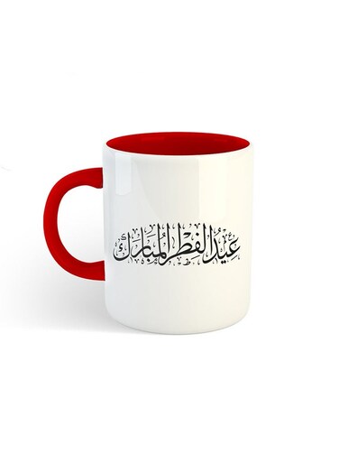 Eid Al Fitr Al-Mubark Printed Mug White/Red