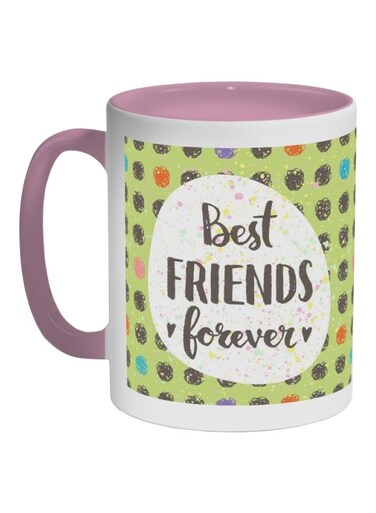 Best Friends For Ever Printed Coffee Mug Green/White/Black 325ml