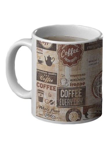 Ceramic Printed Mug Brown/White