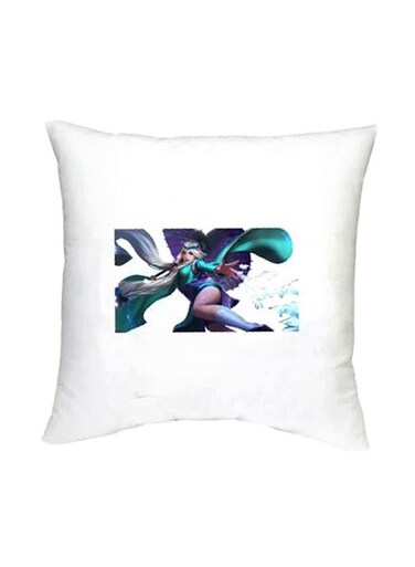 Mobile Legends Character Printed Decorative Cushion White/Green/Purple 16x16inch