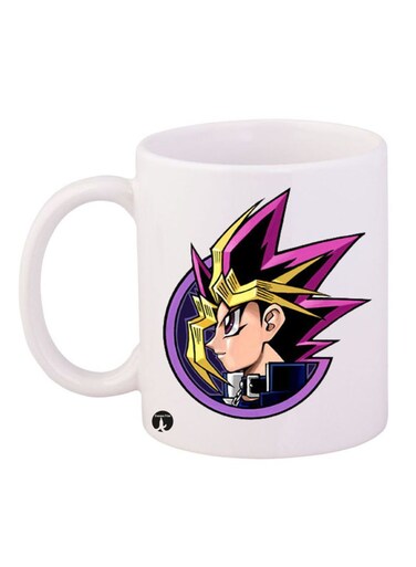 Yu Gi Oh Printed Mug White/Yellow/Pink 12ounce
