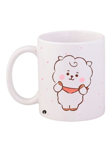 Printed Coffee Mug White/Brown/Pink 11ounce