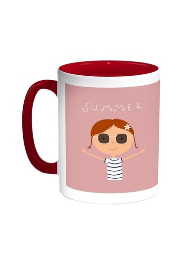 Summer Printed Coffee Mug Red/White 11ounce