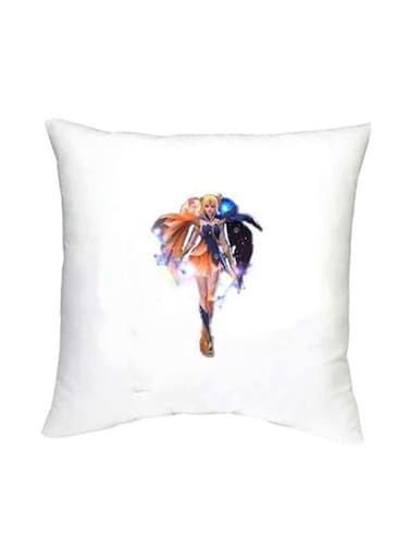 Mobile Legends Printed Decorative Cushion White/Black/Orange 16x16inch