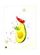 Avocado Themed Metallic Plate White/Yellow/Green 20x15cm