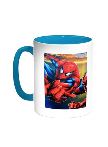 Spiderman Printed Coffee Mug Turquoise/White 11ounce