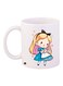 Cartoon Girl Printed Coffee Mug White/Pink/Blue 11ounce