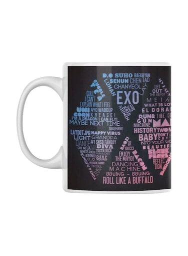 Ceramic Printed Mug White/Black/Pink