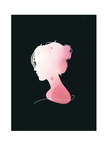 Lady Themed Metallic Plate Black/Pink 20x15cm