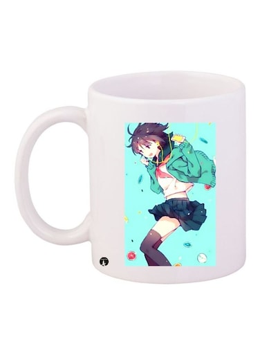 Anime Girl Printed Coffee Mug White/Blue/Brown