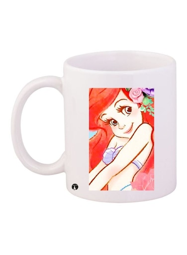 Cartoon Girl Printed Coffee Mug White/Orange/Beige