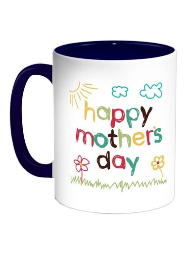 Happy Mother's Day Printed Coffee Mug Dark Blue/Pink/Green 325ml