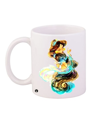 Cartoon Girl Printed Coffee Mug White/Blue/Brown