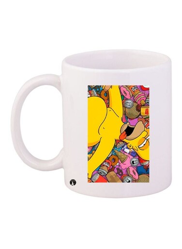 Cartoon Printed Coffee Mug White/Yellow/Brown
