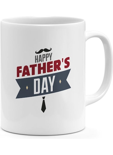 Happy Fathers Day Printed Coffee Mug White/Red/Grey