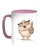 Owl Printed Coffee Mug White Pink