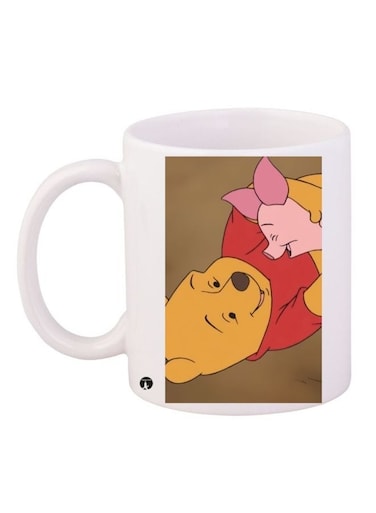 Winnie The Pooh Printed Coffee Mug White/Yellow/Red 11ounce