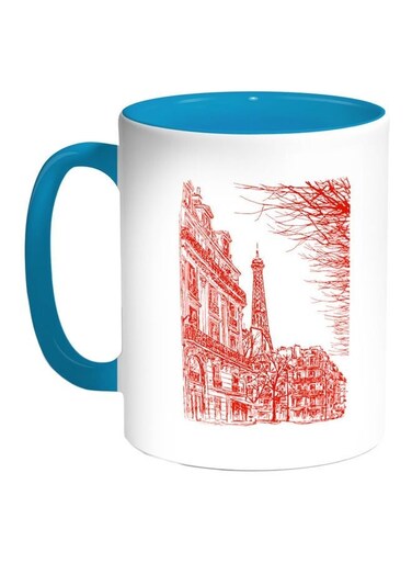 Drawing Of Paris Printed Coffee Mug Red/White/Blue 11ounce