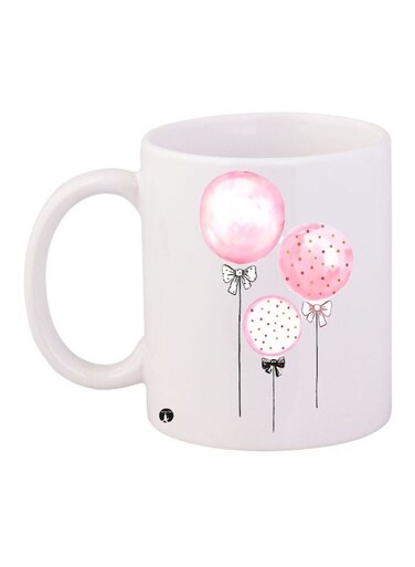Balloon Printed Coffee Mug White/Pink/Black
