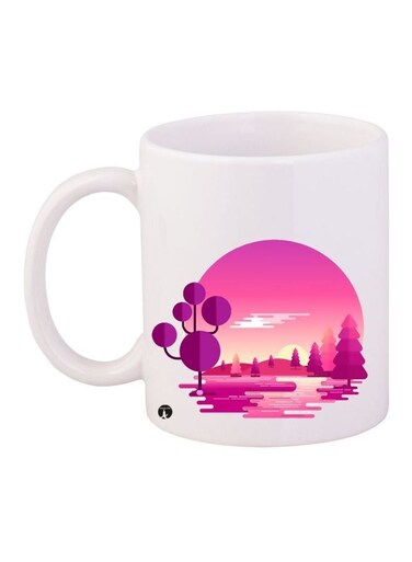 Sunset Printed Coffee Mug White/Pink/Purple 11ounce