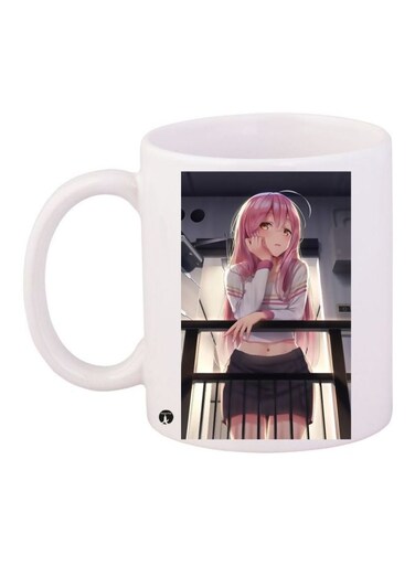 Anime Girl Printed Coffee Mug White/Black/Pink