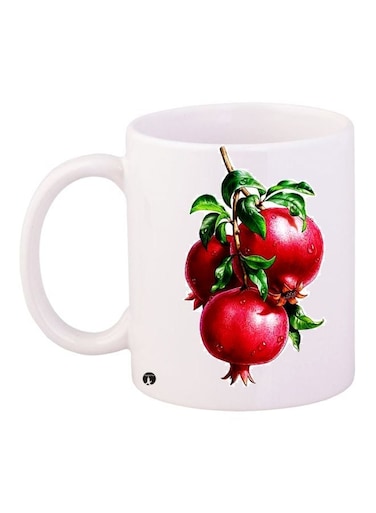 Pomegranate Printed Coffee Mug White/Red/Green 11ounce