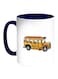 School Bus Printed Coffee Mug White/Blue 11ounce