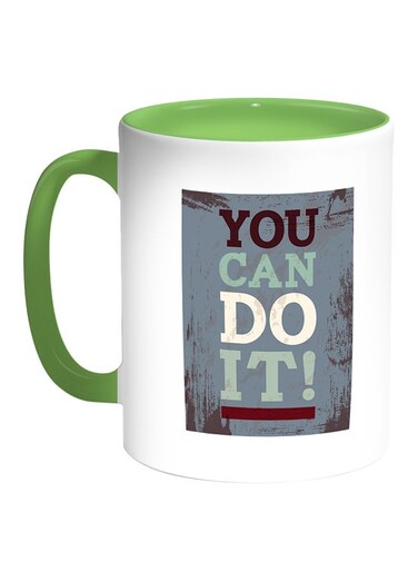 You Can Do It ! Printed Coffee Mug White/Green 11ounce