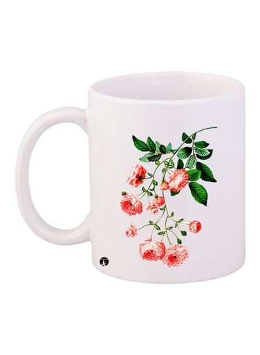 Floral Printed Coffee Mug White/Pink/Green 11ounce