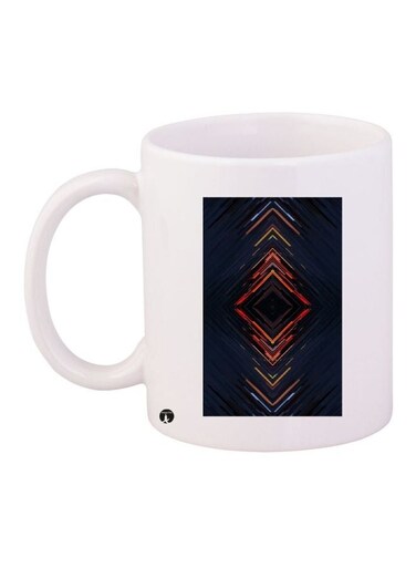 Abstract Printed Coffee Mug White/Blue/Red 11ounce