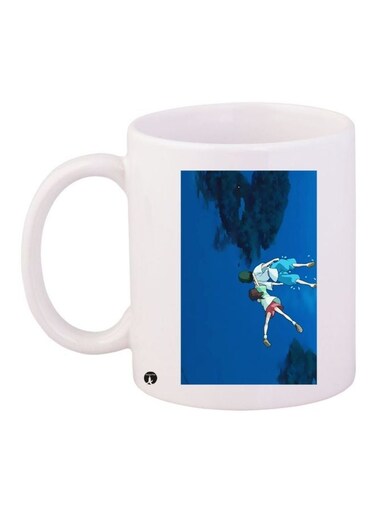 Cartoon Printed Coffee Mug White/Pink/Blue 11ounce