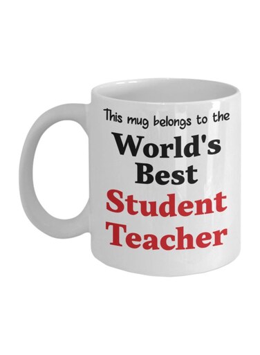 World's Best Student Teacher Occupational Printed Coffee Mug White/Black/Red 8x9.5x8cm