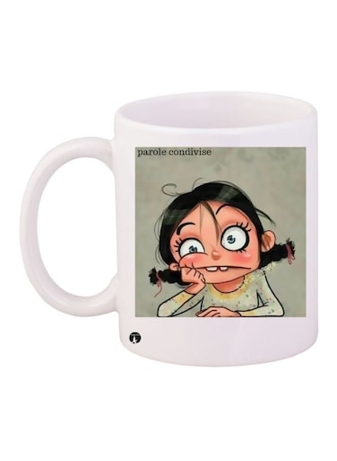 Cartoon Girl Printed Coffee Mug White/Grey/Black