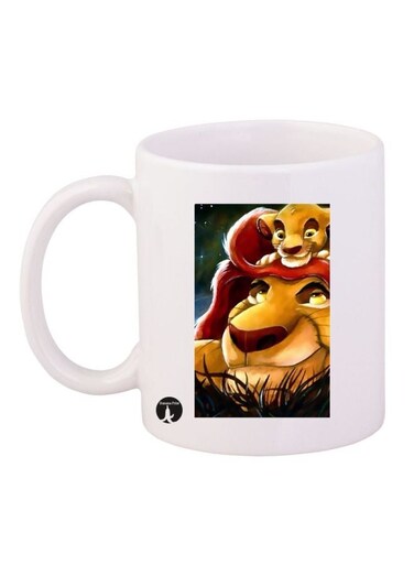 The Lion King Printed Coffee Mug White/Beige/Red 11ounce