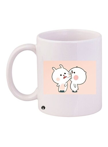 Cartoon Printed Coffee Mug White/Pink/Beige