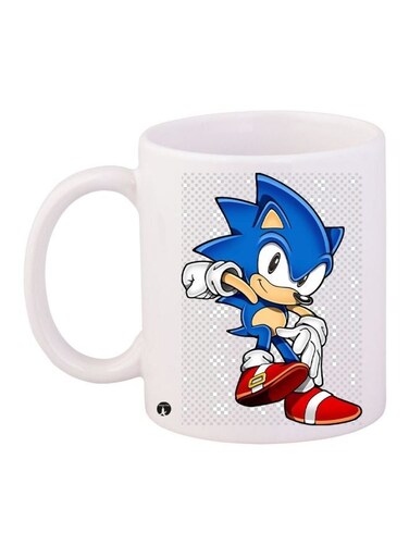 Cartoon Printed Coffee Mug White/Blue/Red 11ounce