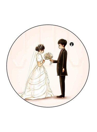 Marriage Printed Fridge Magnet Multicolour 5.5 x 5.5cm